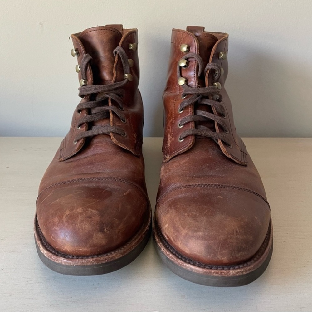 J. Crew Kenton Brown Tobacco Leather Cap Toe Men's Boots - Picture 5 of 13